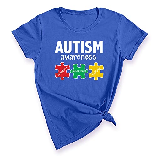 Autism Awareness Women's T-Shirt – Heart Puzzle Design, 100% Cotton, Promotion & Beyond Brand