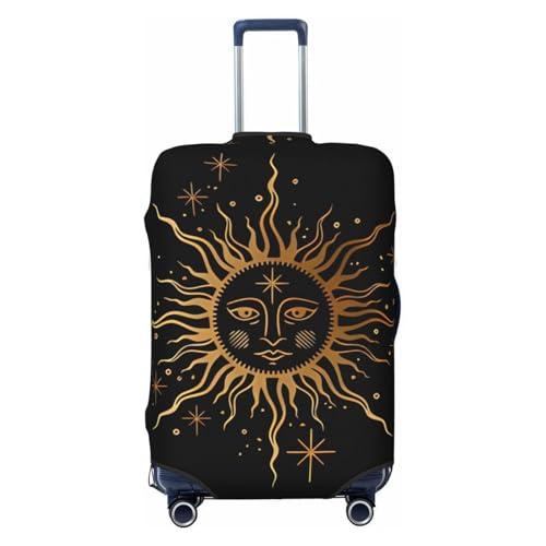 Spandex Travel Luggage Cover Printed Boho Golden Sun Double-Sided Suitcase Protector Bag,Dust-Proof Cratch-Resistant Durable Suitcase Sleeve For Kid Adult,Small