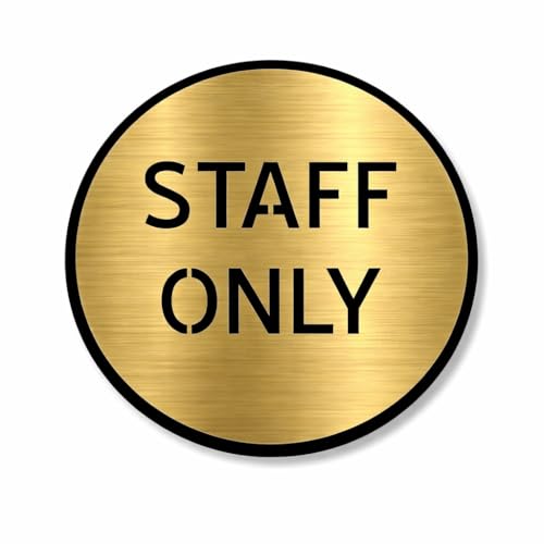 Image of Premium Brush Finish Golden Acrylic Sign Easy to Mount Double Side Tape 6 Inch Signage Self-Adhesive Business Stores Cafe Shop Hospital School Office Hotel (Staff Only)