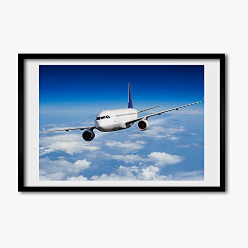 Tableau photo déco salon avion cadre MDF 60x40 cm