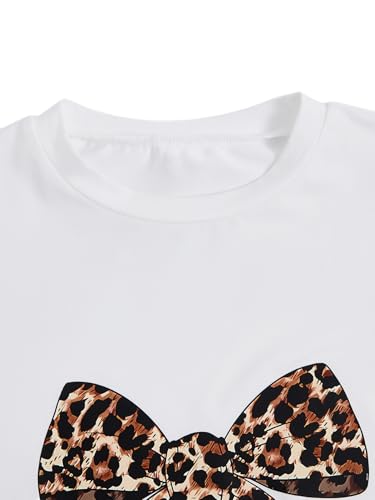 MakeMeChic Girl's Leopard Print Bow T Shirt Crew Neck Short Sleeve Knot Side Summer Tee Tops3