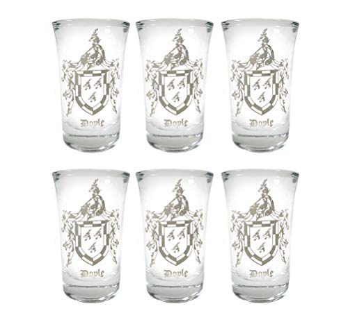 Doyle Irish Family Coat of Arms Shot Glass 2oz Set of 6 - Free Personalized Engraving