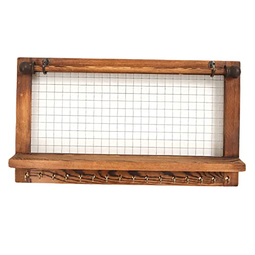 Yardenfun Présentoirs à Bijoux Mural En Bois Marron Style Pastoral Support De Rangement Porte-boucles D'oreilles Polyvalent Pour Maison Chambre Taille Moyenne