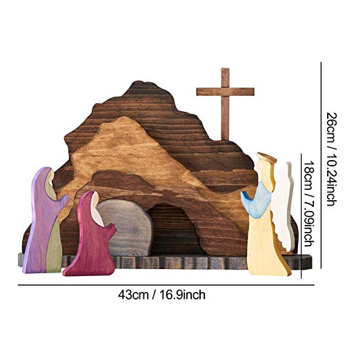 Easter Resurrection Scene - Spring Easter Risen Christ Figurine Decor, Easter Decorations for The Home, Easter Table Ornament, Easter Crafts, Table Centerpiece for Tabletop Montessori Wedding Gift
