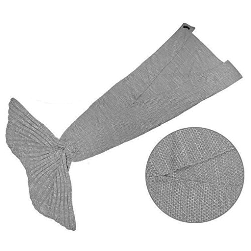 Mermaid Tail Blanket, Silverefever Handmade High Density Thick Mermaid Blanket, Soft Warm For All Seasons, Sweet Gift (Grey Fish Scale Knit) #TOP2