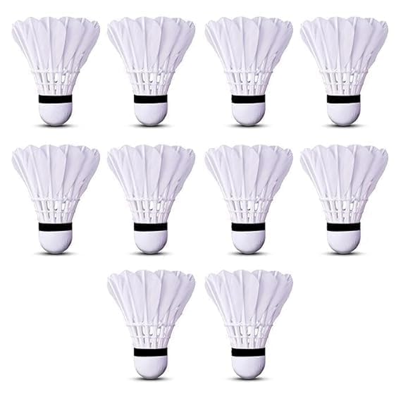 Diamond Series Feather Shuttlecock (Pack of 10) Ideal for Tournaments,Professional Practice, Indoor/Outdoor Games - White-image-49