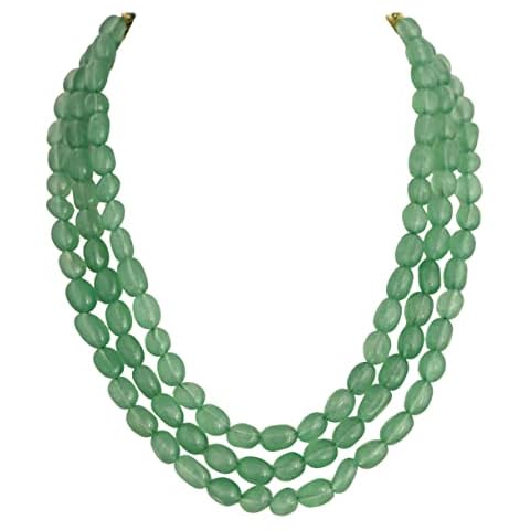 Ratnavali Jewels Quartz Multi Layer Strand Mala Beads Party Wear Necklace Jewelry Women RV3415 (Green) Cover