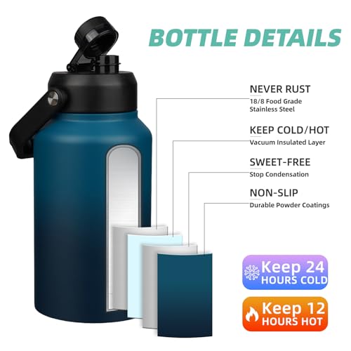 Image of BJPKPK 87oz Insulated Water Bottle, Large Stainless Steel Water Jug