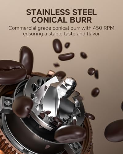 Image of AMZCHEF Single Dose Coffee Grinder - 75 Settings Burr Grinder, 40mm Conical Burr, Anti-Static & Low-Retention Design, Quiet DC Motor with Magnetic Outlet & Vacuum Dosing Cup for Espresso, French Press