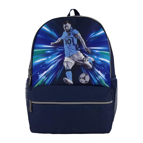 Messi Mochila grande, Azul, One Size, Mochila Lifestyle, bolsa de livros com bolsos e alças ajustáveis