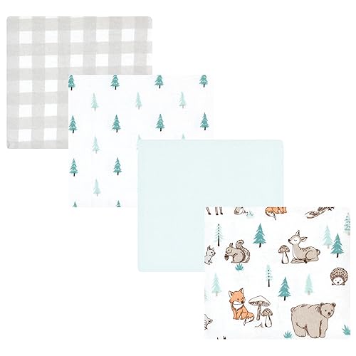 Image of Hudson Baby Unisex Baby Cotton Flannel Receiving Blankets, Neutral Woodland Pals, One Size