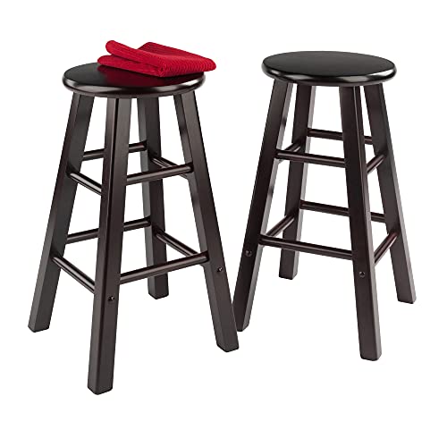 Image of Winsome Element 2-Piece Counter Stool Set, Classic Backless Bar Chairs for Kitchen & Dining Room Seating, Timeless Essential Furniture for Home, Dorm, Apartments