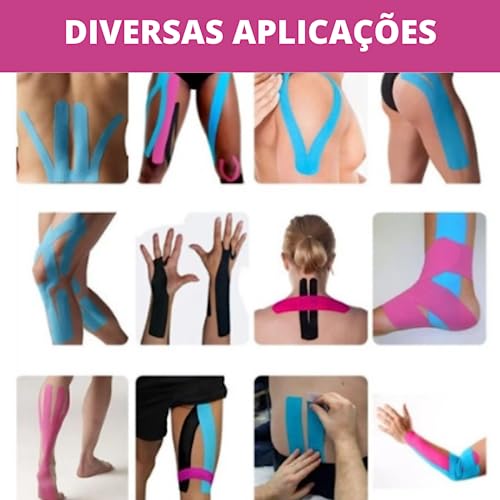 Kit 03 Fita Kinesio Tape Bandagem Adesiva Elástica Funcional Muscular Fisoterapia Faixa Cinesiológic