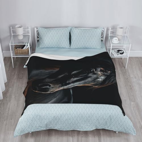 Couverture flanelle 152x203 plaid lit canapé peluche cheval
