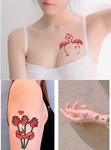 10 Sheets Valentine's Day Heart Temporary Tattoo Sticker For Kids, Love Heart Lip Rose Body Art Face Fake Tattoos Stickers, Diy Valentine Anniversary Wedding Party Decoration Beauty Accessories #TOP3