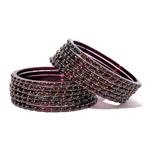 Image of Raindrop Crystal Glass Bangles, Pack of 12