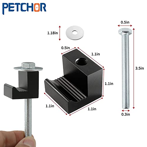 Petchor 4Pcs Truck Tool Box Mounting Kit, Truck Tool Box Tie Downs J Hooks Crossover Aluminum Truck Tool Box Tie Downs For Pickup Truck Tool Box , Black #TOP1
