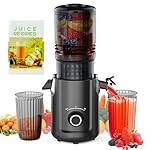 Hobsir Juicer Machines, 5.3-Inch Cold Press Juicers, Masticating Slow Juicer Machines with 300W, Large Feed Chute Juice Machines for Vegetables and Fruits, Easy to Clean Juicers, Black
