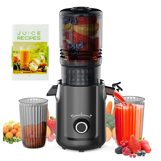 Hobsir Juicer Machines, 5.3-Inch Cold Press Juicers, Masticating Slow Juicer Machine with 300W, Large Feed Chute Juice Machines for Vegetables and Fruits, Easy to Clean Juicers Magic, Black