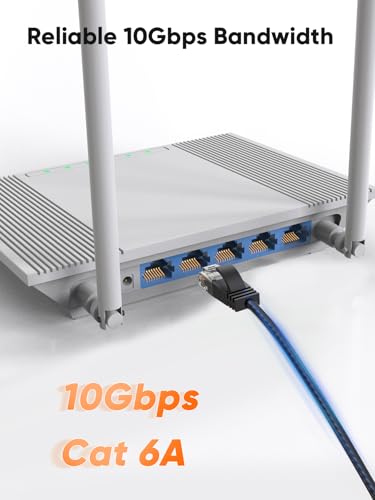 CableCreation Cat6A UTP Ethernet ultra-mince Cable-10Gbps,500MHz,360°Rotatable RJ45 Connecteur à tête droite,32AWG,Corde haute vitesse pour jeux, imprimante, Xbox, roulette,TV,PC(2m/6.6pi)