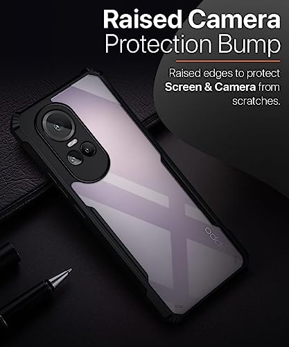 Image of WOW IMAGINE Shock Proof Clear Protective Back Case for Oppo Reno 10 | Reno 10 Pro 5G - AirEDGE Technology | 360 Degree Camera Protection | Transparent Hybrid Back Case Mobile Cover - Black