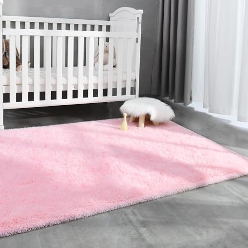 Image of 3x5 feet Soft Area Rug for Living Room and Bedroom, Modern Indoor Floor Carpet with Non-Slip Backing, Comfortable Decorative Home Decor Rug, Easy Clean & Durable- (Pink, Rectangular)
