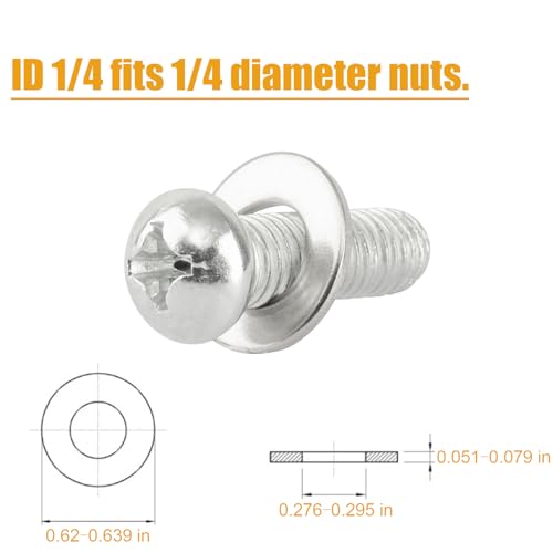 Kurui SS1458 1/4 Inch Stainless Steel Flat Washers thumb #1