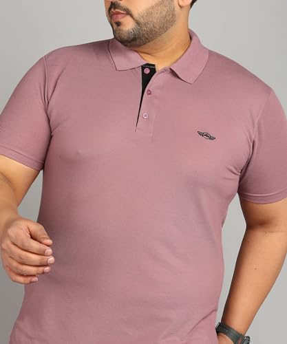 Image of INKKR Plus Size Men's Regular Fit Solid Polo Tshirt