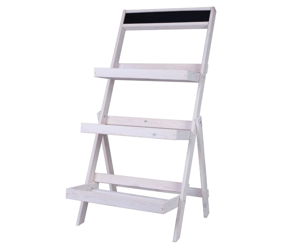 Blumentreppe Blumenregal Etagere Pflanzenregal Holztreppen Garten RDEZ 3 Farben (Weiß)