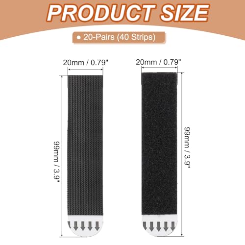 Image of PATIKIL 40-Pairs (80 Strips) Picture Hanging Strips, Heavy Duty Picture Hanging Strips Kit Removable Wall Hanging Strips Without Nails for Decorations, Black 99 x 20mm