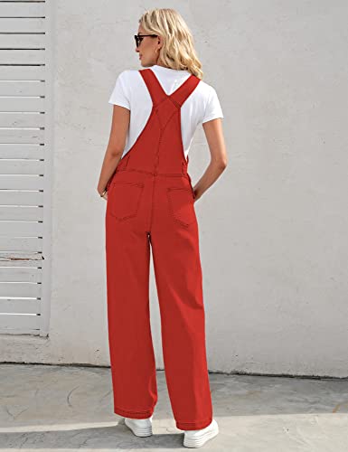 Luvamia Overalls For Women Loose Fit Women's Fashion Overalls Straight Loose Jean Jumpsuits Spicy Orange Size Small (Size 4- Size 6) #TOP1
