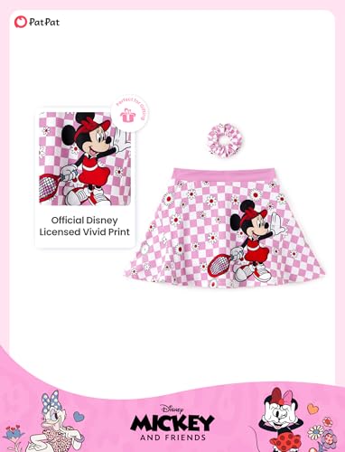 Image of Disney Stitch丨Frozen丨Princess丨Minnie Mouse Girls Skirts Inner Pocket Shorts + Scrunchie Athletic Golf Tennis Skorts 2-9Y