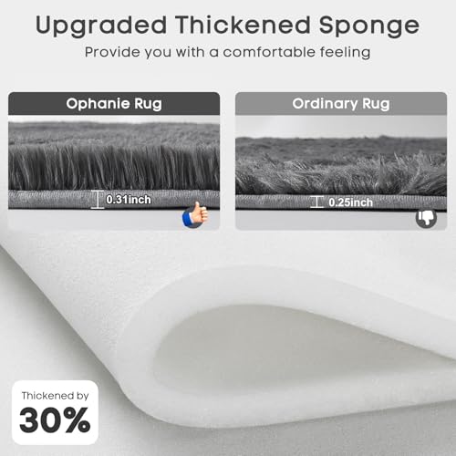 image for Ophanie Upgrade 5x7 Rugs for Living Room, Grey, Fluffy Shaggy Soft Are