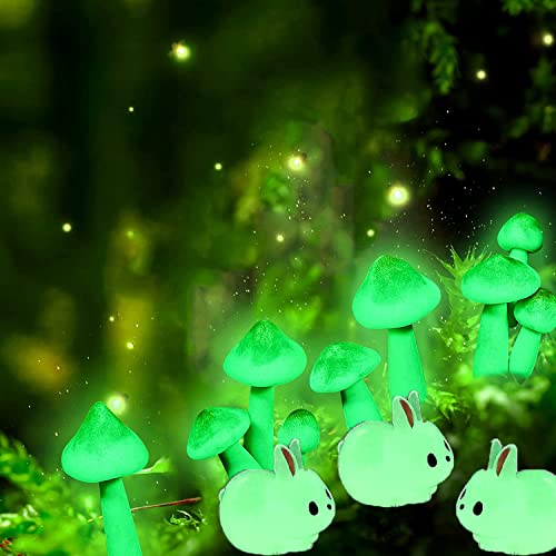 Eyigylyo 20 Pcs Luminous Miniature Bunny Figurine Toy, Glow In Dark Resin Mini Rabbit Fairy Gardens Landscape Ornaments Decorations For Easter Cake Topper Decorations #TOP4