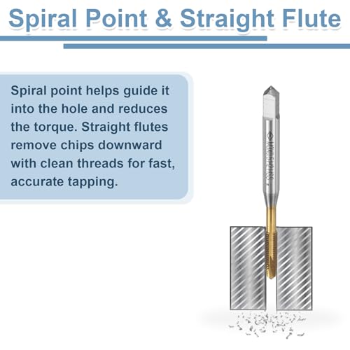 QUARKZMAN 6 Stück Maschine Gewindebohrer Spitze M5 x 0,8 Metrisch Spitzengewindeschneider HSS6542 Universelle und Hochwertige Gewindebohrer Titanbeschichtete Oberfläche