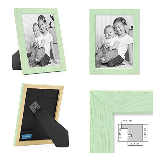 PHOTOLINI 3er Set Bilderrahmen Grün Blau Grau 13x18 cm Massivholz mit Acrylglasscheibe/Fotorahmen/Wechselrahmen – Bild 5