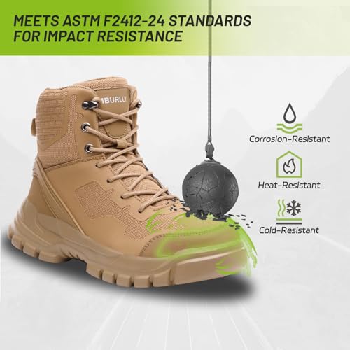 Hogent Steel Toe Boots for Men Women Comfortable Lightweight Work Boots for Men Slip Resistant Waterproof High Top Steel Toe Safety Shoes Puncture Proof Indestructible Construction Shoes3