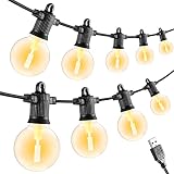 PEETPEN LED String Light USB 25 Light Bulb IP68 Rainproof Type 24.8ft PC Material Indoor/Outdoor Lig