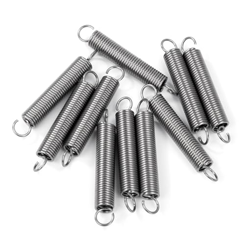 GUNGY Zugfedern mit Haken Edelstahl Zugfeder Spannfeder 50mm Außendurchmesser 8mm Drahtdurchmesser 1,0 mm Hakenwinkel 90 Grad Maximale Zugkraft 2,5kg 1,0x8x50mm 10 Stück