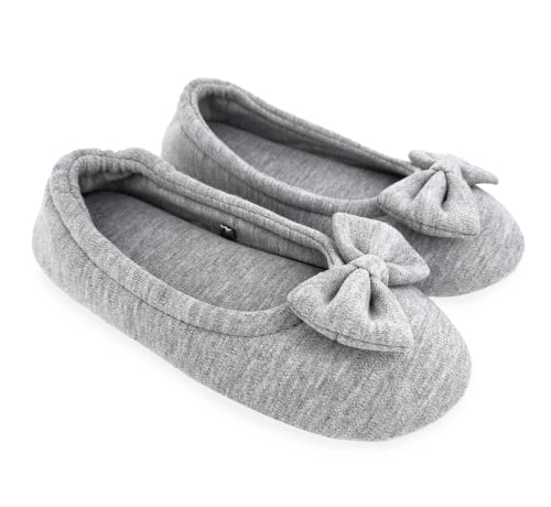 ofoot Womens House Cotton Ballerina Slippers Soft Ballet Style Flat Shoes Comfortable Memory Foam Soled Non Slip Rubber Bottom