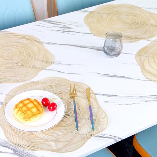 Set de table PVC doré ajouré rose 38 cm pour maison - 7