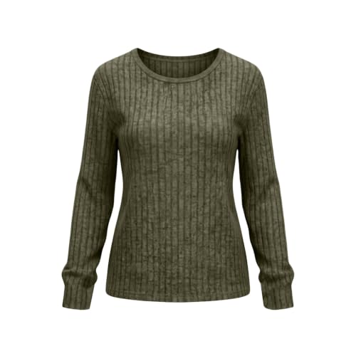Sweaters for Women 2026 Ribbed Knitted Crew Neck Long Sleeve Pullover Fall - image 4
