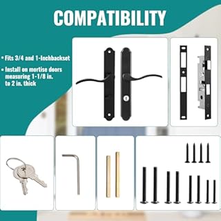 MaxxGeek Flat Slot Storm Door Handle Complete Set, Mortise Keyed Lever Mount Latch with Deadbolt for Screen and Storm Doors (Matte Black)