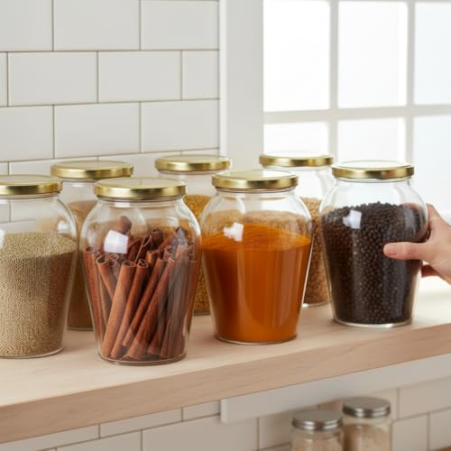 Image of ginoya brothers - Kitchen Glass Jar (1, 1000 Ml. Pot Shape Jar)