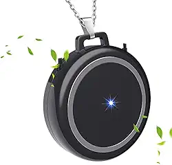 Purificador de ar portátil para adultos/crianças, purificador geral para ambientes internos e externos, purificador de ar pessoal usável, purificação de odor de fumaça, carregamento USB (preto)