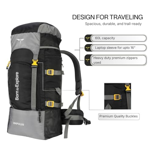 Impulse Store Impulse 4 Compartment 60L Travel Backpack, Black - Image 5