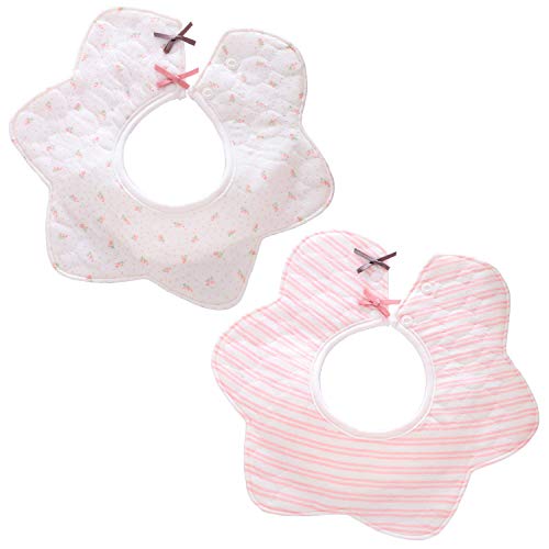 スタイ よだれかけ 落ち着いたデザインがかわいい防水スタイ 綿100% ベビービブ 女の子 360 2枚入り
