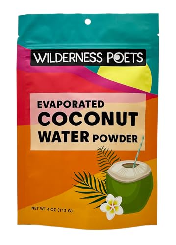 Wilderness Poets, 100% Evaporated Coconut Water Powder - No Maltodextrin, No Fillers, No Additives - 1 Ingredient - Instant Mix (4 Ounce)