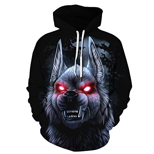 JXJ Sudadera con Capucha Unisex de Halloween Jersey de Manga Larga con Estampado Animal Divertido Jerseys con Capucha Estampados en 3D Ropa de Calle para Adolescentes y Adultos,XXXL