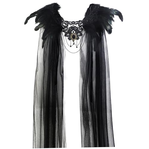 Châle à plumes noires pour incarner un super-vilain lors de vos soirées costumées
